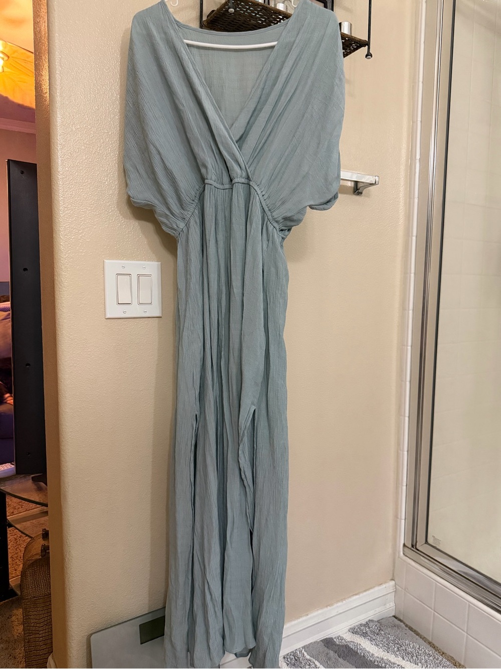 Light Blue V-Neck Maxi Dress